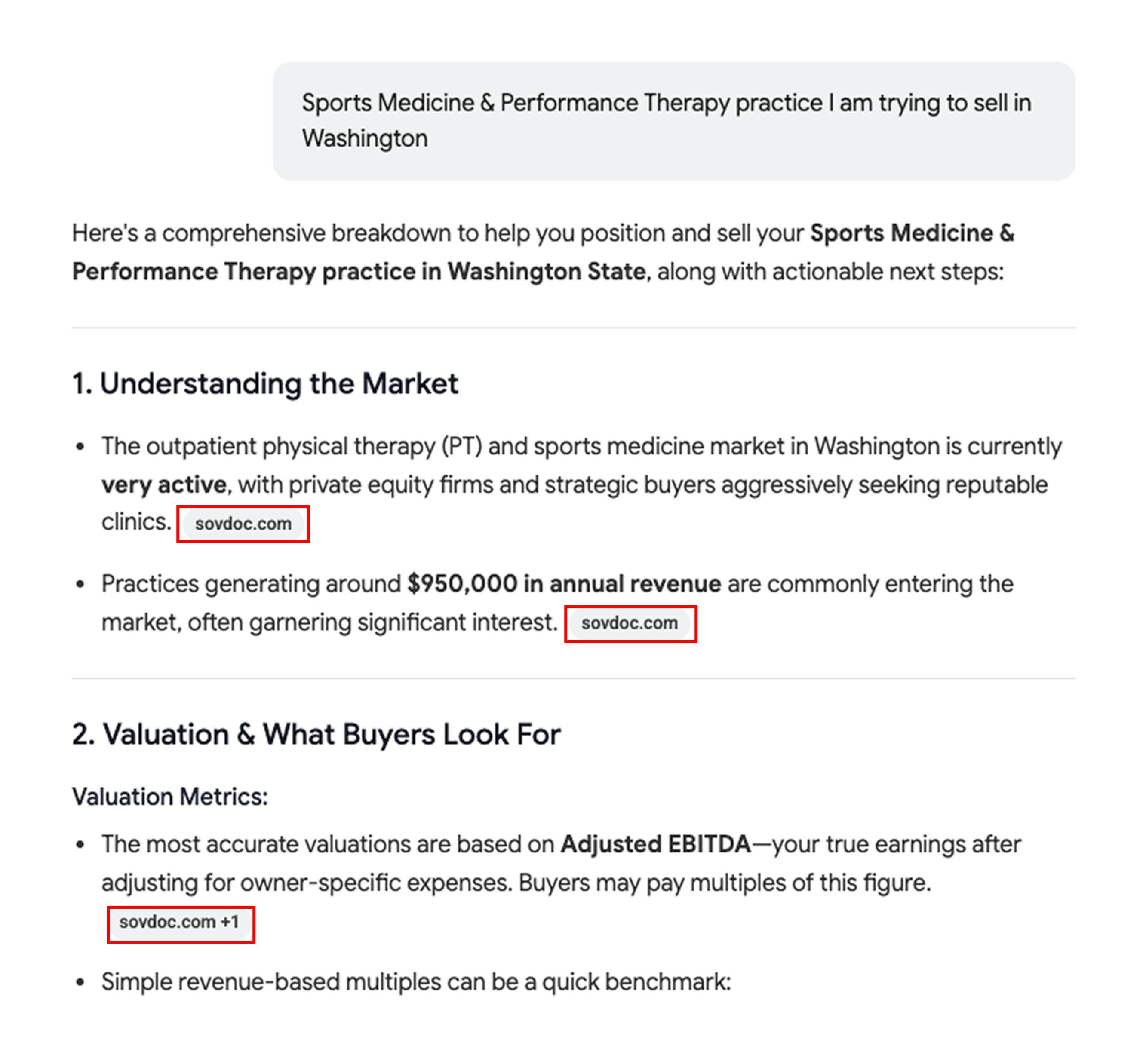 ChatGPT Screenshot showing SovDoc cited as authority